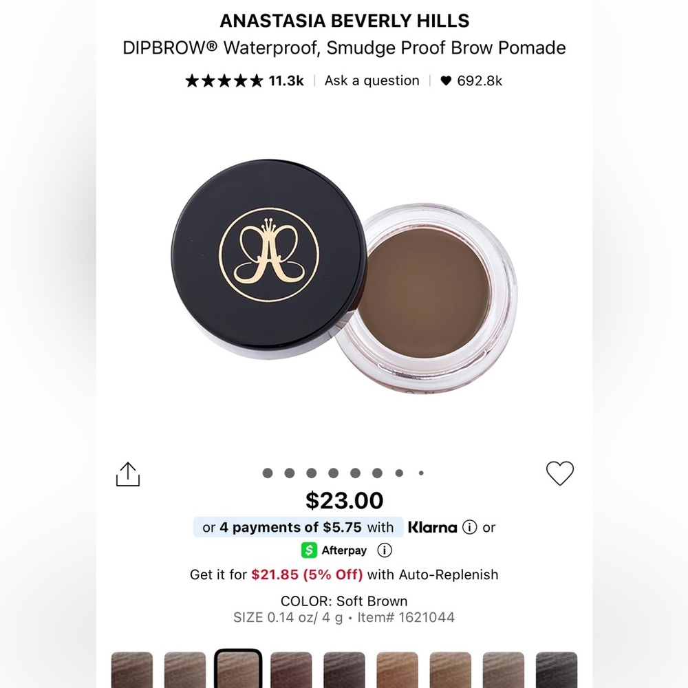 Anastasia Beverly Hills Dipbrow Pomade - Soft Brown with Silver Lid